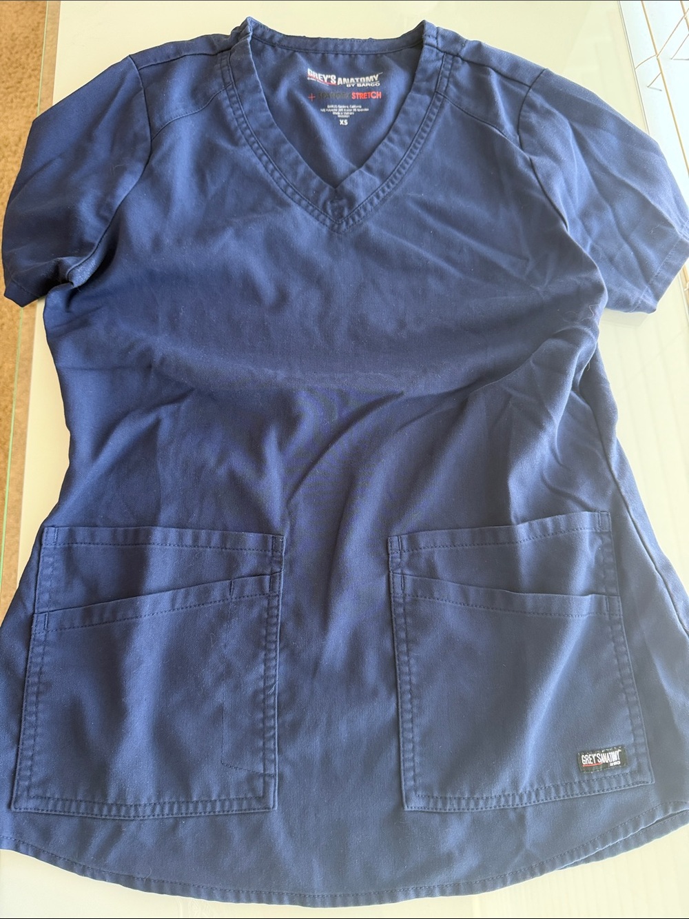 Grey's Anatomy Navy Blue Scrub Top with Logo